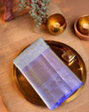 Lavender Pure Silk Saree with Floral Weave, Contrast Border & Rich Pallu