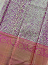 Lavender Gold Tissue Silk Saree with Floral Weave, Pink Border & Rich Pallu