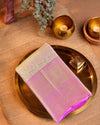 Pink Pure Silk Saree with Intricate Gold Brocade Body, Statement Border & Rich Pallu