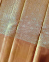 Peach Pure Silk Saree with Intricate Gold Brocade Body, Statement Border & Rich Pallu