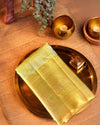 Gold Pure Silk Saree with Square Pattern & Cashew Motifs, Statement Border & Rich Pallu
