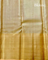 Gold Pure Silk Saree with Square Pattern & Cashew Motifs, Statement Border & Rich Pallu