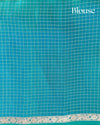 Dark Brown Handloom Soft Silk Saree with Checks body, Contrast Green Border & Rich Pallu