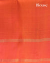 Turquoise Blue Handloom Soft Silk Saree with Contrast Orange Border & Rich Pallu