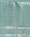 Indigo Blue Handloom Soft Silk Saree with Contemporary Stripes, Contrast Pastel Green Border & Rich Pallu