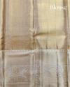 Ivory & Gold Pure Silk Saree with Floral Buttis, Statement Border & Rich Pallu
