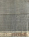 Green Checks Handloom Soft Silk Saree with Contrast Blue Pallu