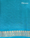 Green Checks Handloom Soft Silk Saree with Contrast Blue Pallu