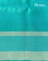 Red Striped Handloom Soft Silk Saree with Buttis & Contrast Blue Border & Pallu