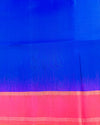 Indigo Handloom Soft Silk Saree with Contrast Orange Border & Pallu