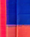 Indigo Handloom Soft Silk Saree with Contrast Orange Border & Pallu