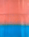 Peach Handloom Soft Silk Saree with Contrast Blue Border & Pallu