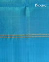 Peach Handloom Soft Silk Saree with Contrast Blue Border & Pallu