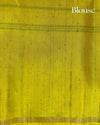 Yellow Handloom Soft Silk Saree with Floral Buttis & Grey-Tinted Blouse