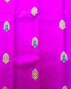 Pink Silk Saree with Traditional Motifs, Contrast Green Pallu & Blouse