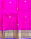 Pink Silk Saree with Peacock Buttis, Purple-Grey Border & Pallu