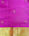 Pink Silk Saree with Peacock Buttis, Contrast Green Border & Pallu