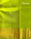 Pink Silk Saree with Peacock Buttis, Contrast Green Border & Pallu