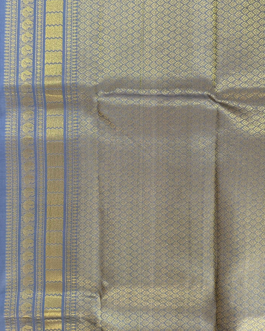 Pink Silk Saree with Peacock Buttis, Purple-Grey Border & Pallu