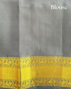 Pink Silk Saree with Peacock Buttis, Purple-Grey Border & Pallu