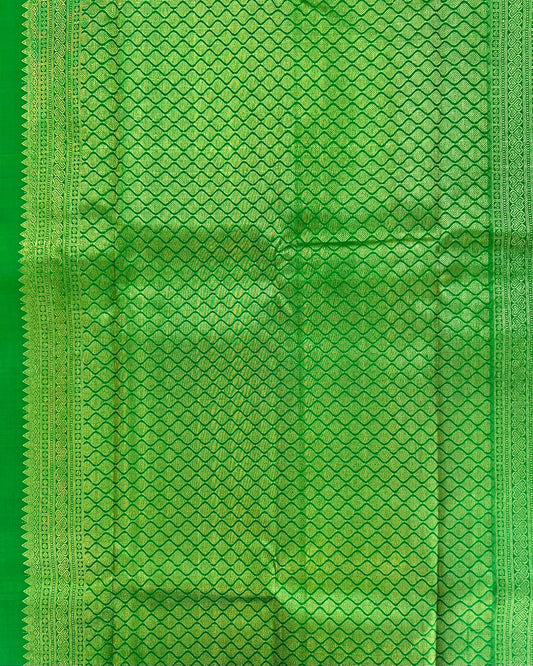 Pink Silk Saree with Traditional Motifs, Contrast Green Pallu & Blouse