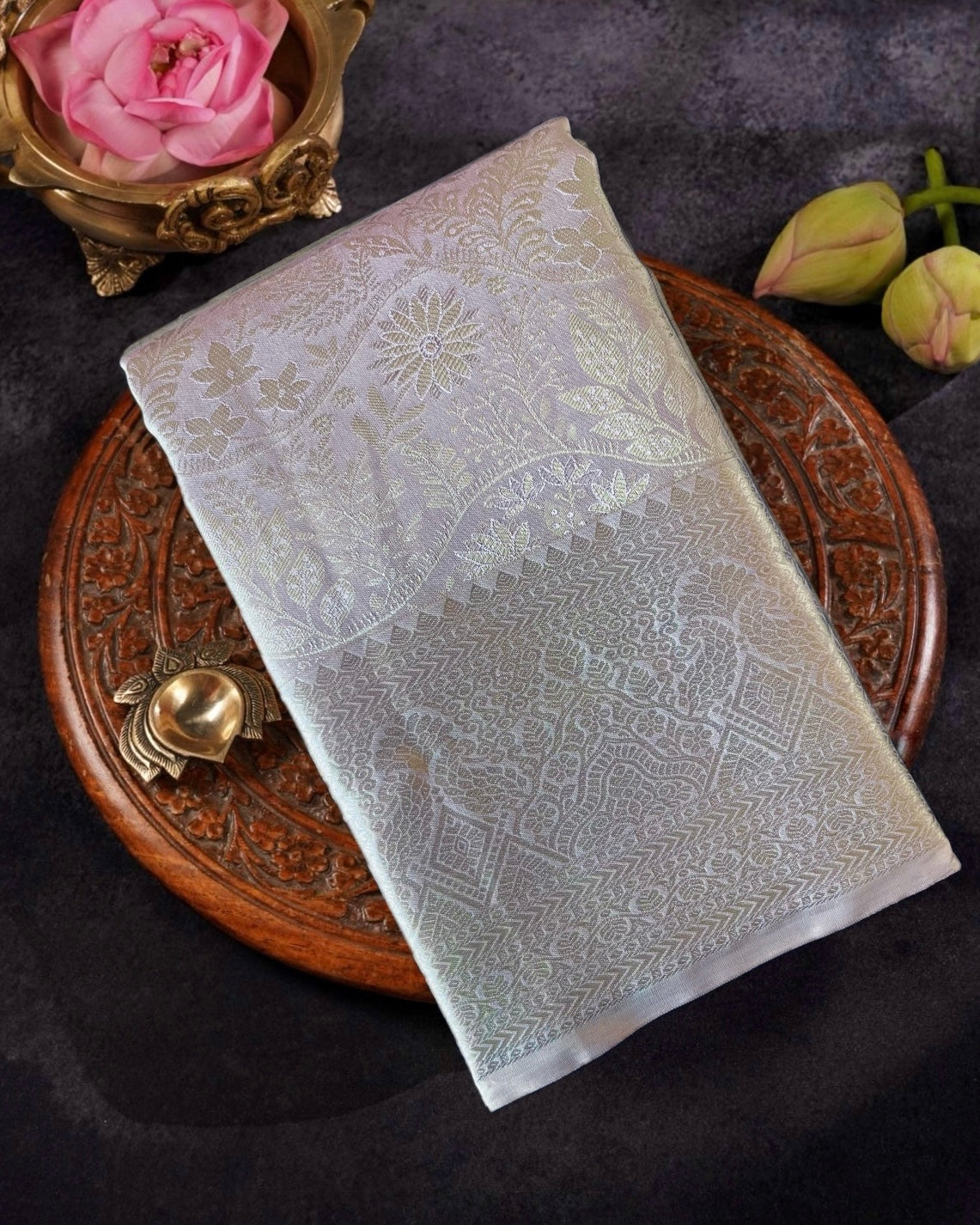 lavender tissue silk saree