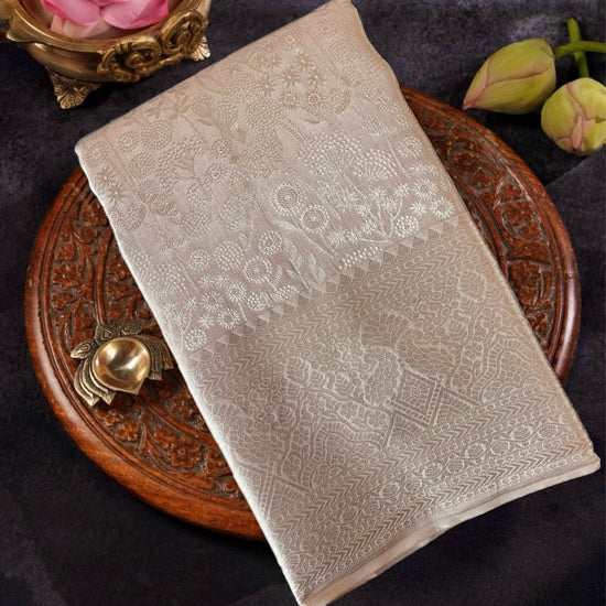 Peach silk tissue saree