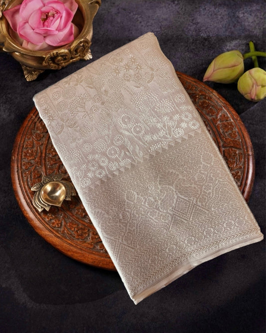 Peach silk tissue saree