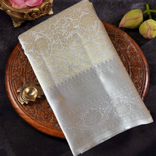 silver and gold tissue silk saree