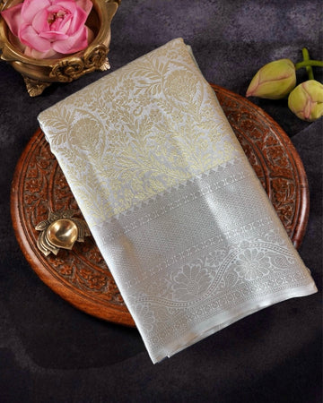 silver and gold tissue silk saree