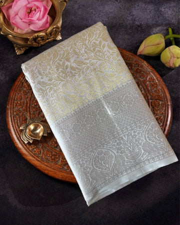 gold and silver tissue silk saree